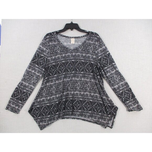 Faded Glory XL Black & White Long Sleeve Tunic Top - Picture 1 of 7